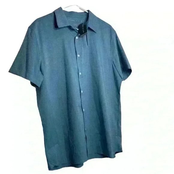Perry Ellis Slate blue Slim Fit Total
Stretch Solid Short Sleeve-size Large - Picture 3 of 5